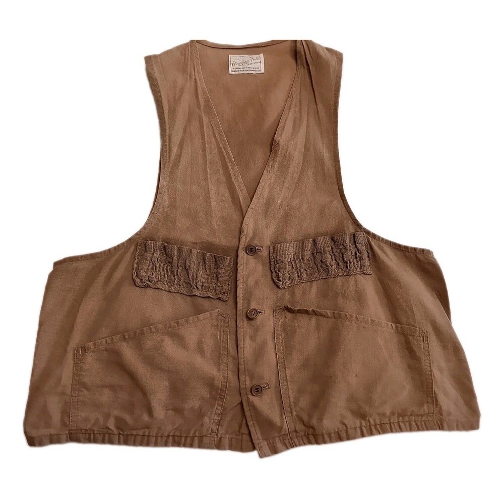 Vintage 60/70s Sears Sports Khaki Hunting Vest Mens Cotton Field Shooting